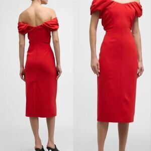 A.L.C. Nora Off-The-Shoulder Midi Sheath Dress in Red sz 8 NWT $550